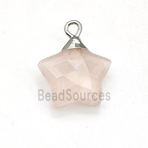 Natural Pink Rose Quartz Star Pendant