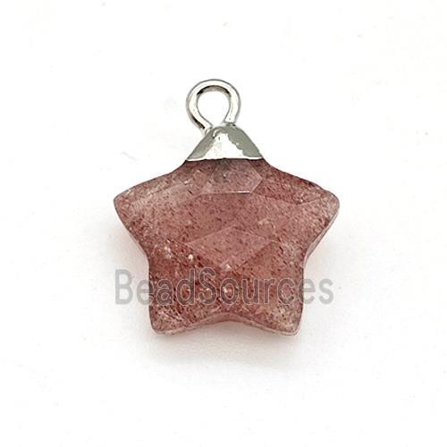 Natural Pink Strawberry Quartz Star Pendant