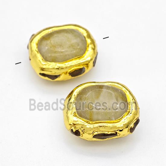 Synthetic Quartz Beads Freeform Gold Plated