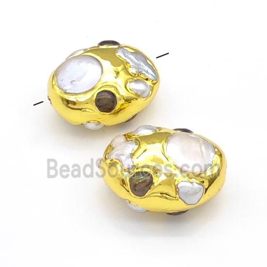 Pearl Oval Beads Gold Plated