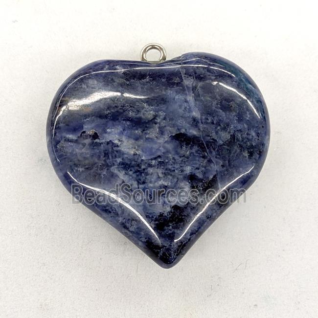 Natural Blue Sodalite Heart Pendant