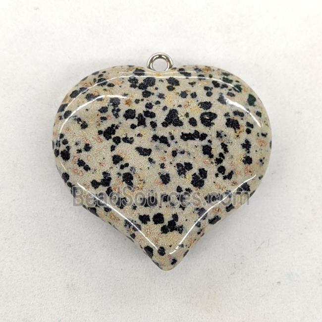 Natural Dalmatian Jasper Heart Pendant