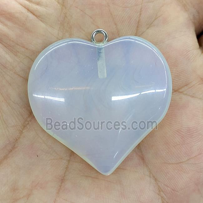 White Opalite Heart Pendant