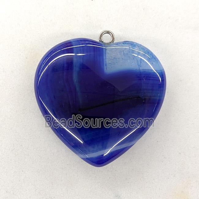 Natural Druzy Agate Heart Pendant Blue Dye