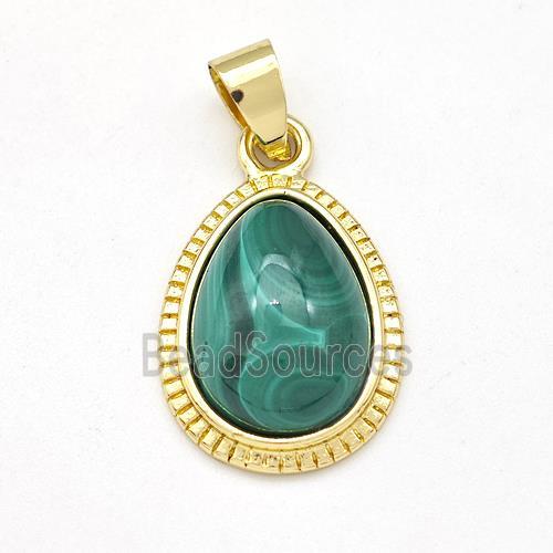 Green Malachite Teardrop Pendant Gold Plated