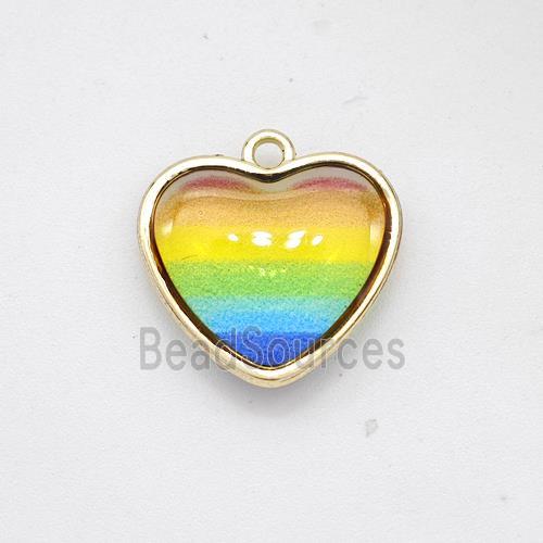 Resin Heart Pendant Rainbow
