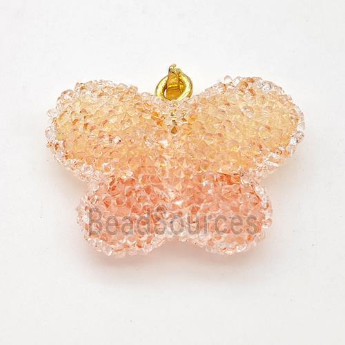 Resin Druzy Butterfly Pendant Pink