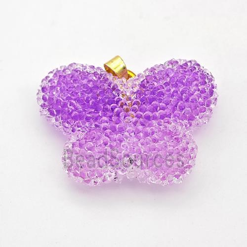 Resin Druzy Butterfly Pendant Purple