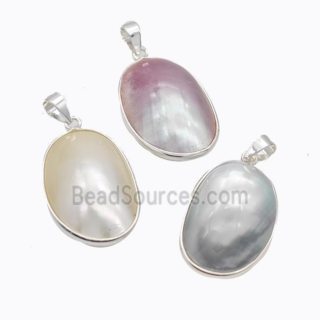 Natural Mabe Shell Pendant Copper Platinum Plated Mixed