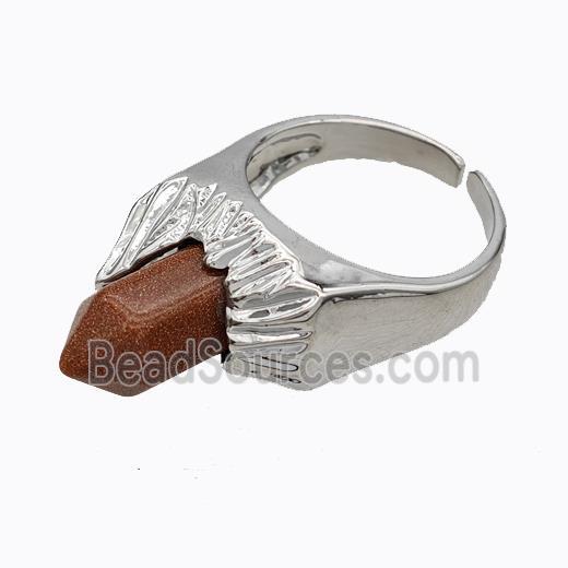 Copper Rings Pave Prism Golden Sandstone Platinum Plated