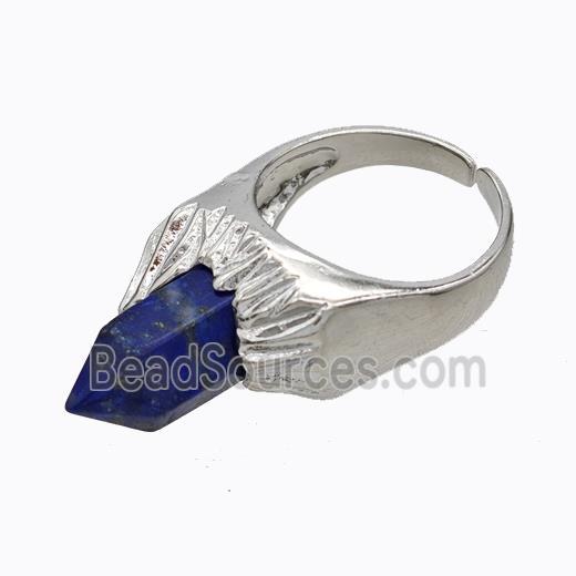 Copper Rings Pave Prism Lapis Lazuli Platinum Plated