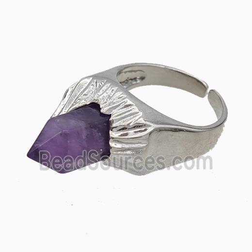 Copper Rings Pave Prism Amethyst Platinum Plated