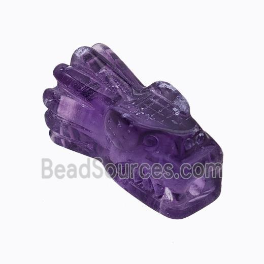 Natural Purple Amethyst Dragonhead Beads Carved