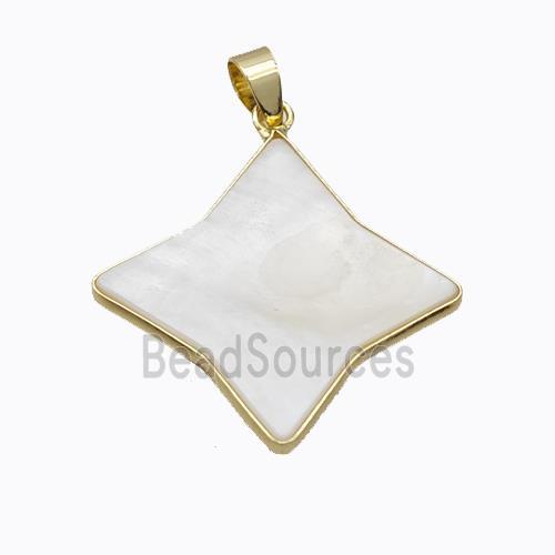 White Freshwater Shell Star Pendant Gold Plated