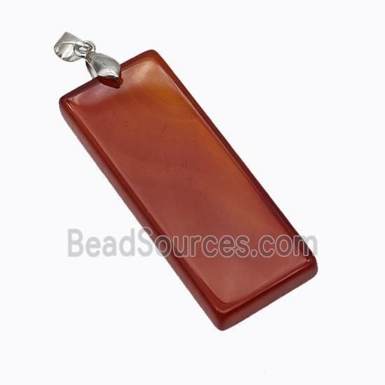 Natural Agate Rectangle Pendant Red Dye