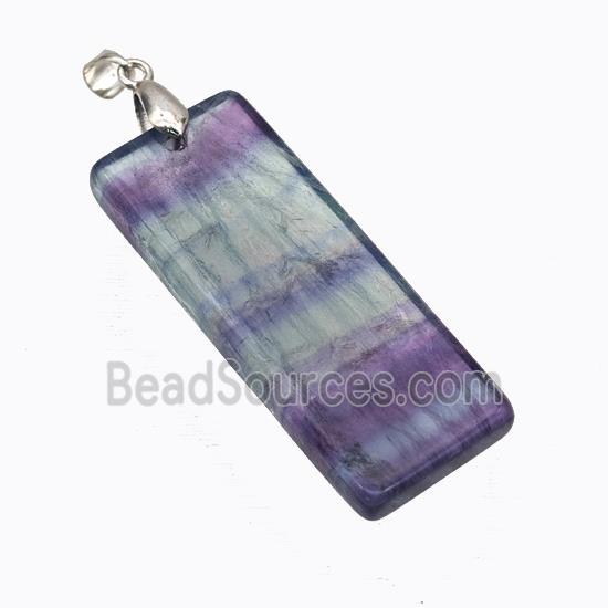 Natural Fluorite Rectangle Pendant Multicolor