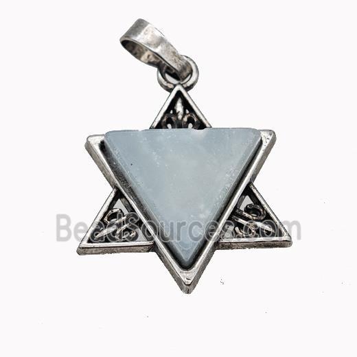 Alloy David Star Pendant Pave Amazonite Antique Silver