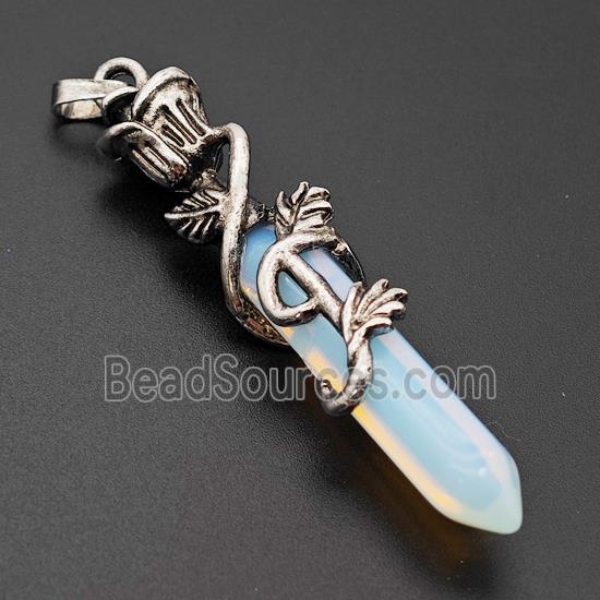 White Opalite Prism Pendant Alloy Bine Antique Silver