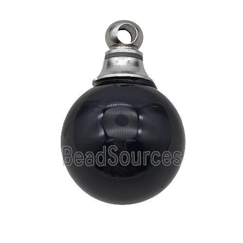 Natural Black Obsidian Perfume Bottle Pendant Sphere