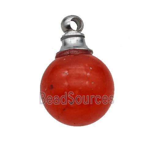 Red Dye Jade Perfume Bottle Pendant Sphere