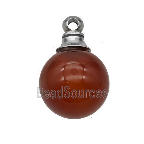 Natural Red Agate Perfume Bottle Pendant Dye Sphere