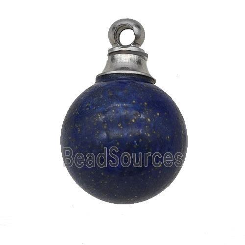 Natural Blue Lapis Lazuli Perfume Bottle Pendant Sphere