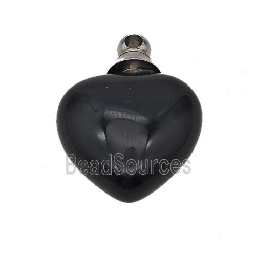 Natural Black Obsidian Perfume Bottle Pendant Heart