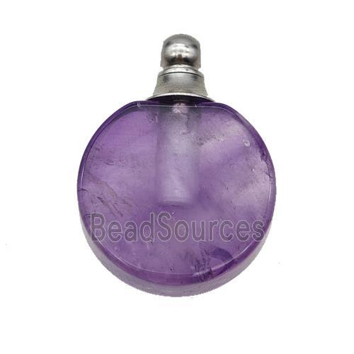 Natural Purple Amethyst Perfume Bottle Pendant