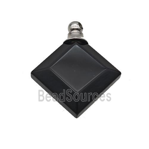 Natural Black Obsidian Perfume Bottle Pendant Square