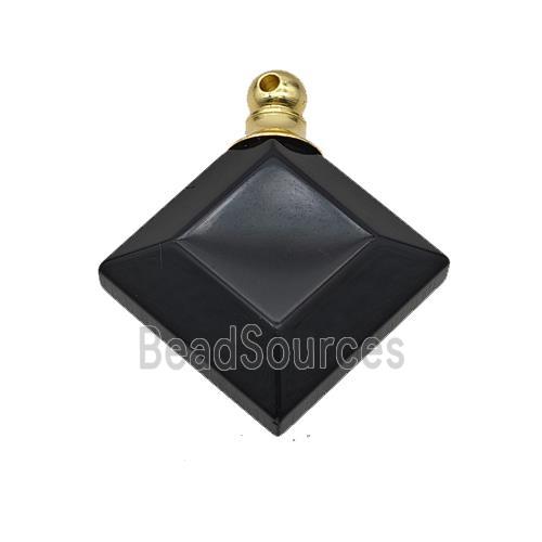 Natural Black Obsidian Perfume Bottle Pendant Square