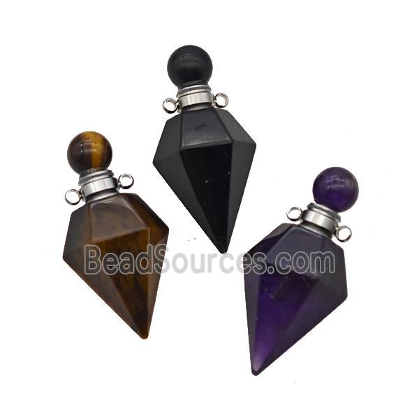 Natural Gemstone Perfume Bottle Pendant Mixed