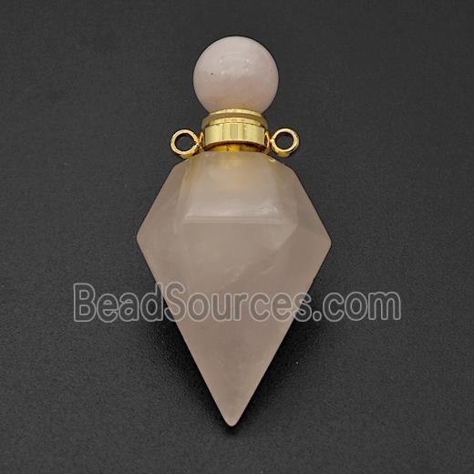 Natural Rose Quartz Perfume Bottle Pendant