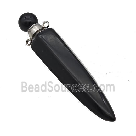 Natural Black Obsidian Perfume Bottle Pendant Bullet