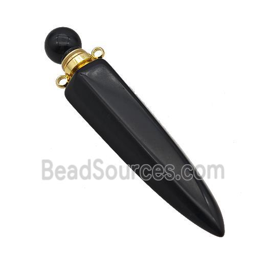 Natural Black Obsidian Perfume Bottle Pendant Bullet