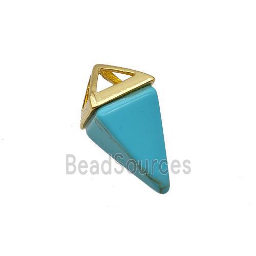 Blue Synthetic Turquoise Pendulum Copper Gold Plated