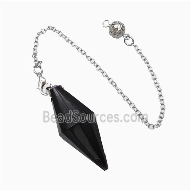 Black Obsidian Pendulum Pendant With Chain