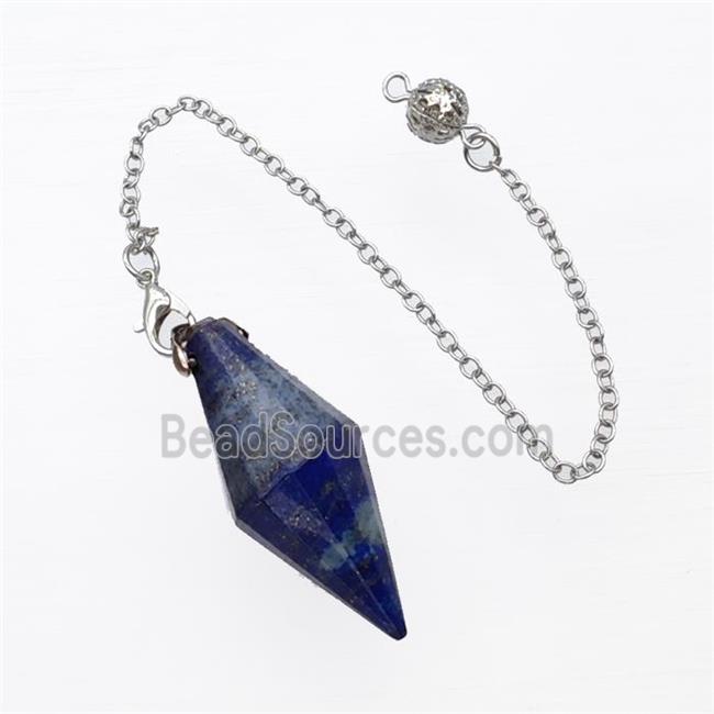 Blue Lapis Lazuli Pendulum Pendant With Chain