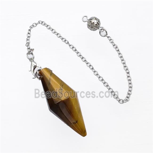 Tiger Eye Stone Pendulum Pendant With Chain