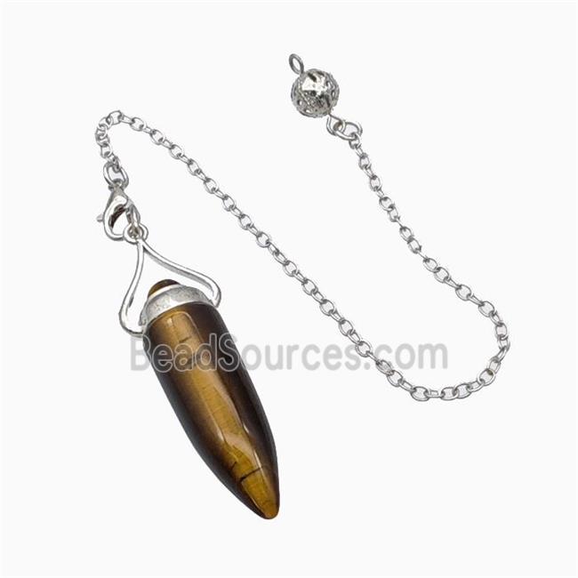 Tiger Eye Stone Bullet Pendant With Chain