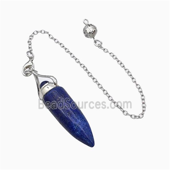 Blue Lapis Lazuli Bullet Pendant With Chain