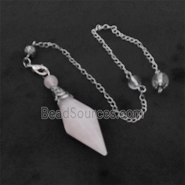 Pink Rose Quartz Pendulum Pendant With Chain