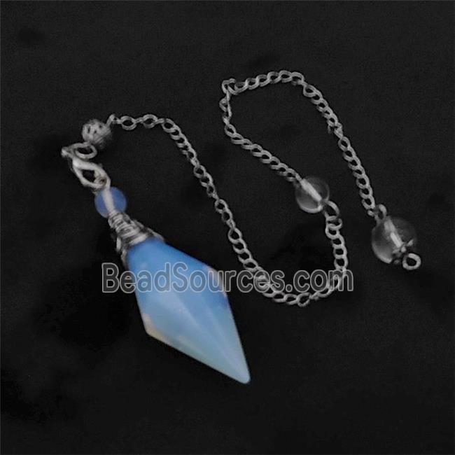 White Opalite Pendulum Pendant With Chain