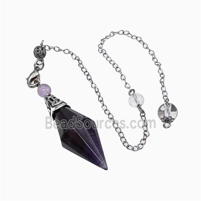 Purple Amethyst Pendulum Pendant With Chain