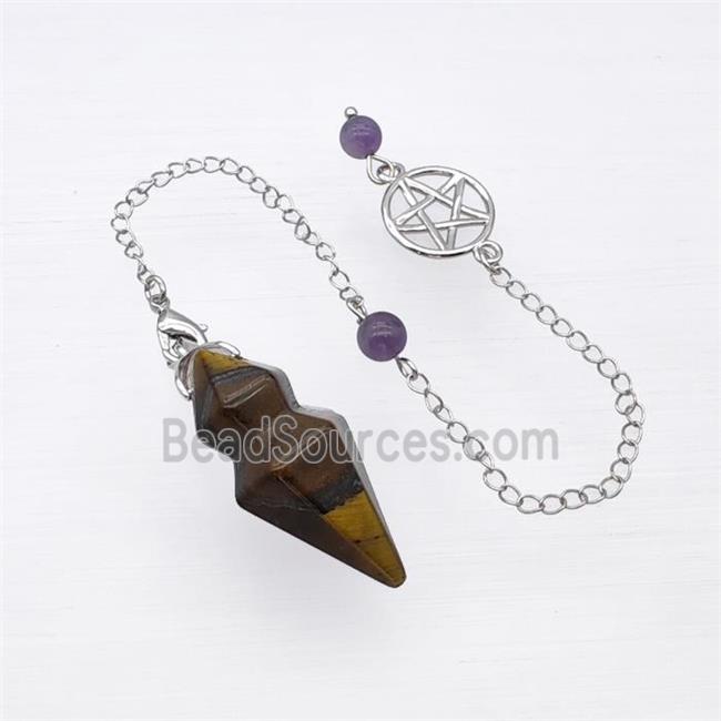 Tiger Eye Stone Pendulum Pendant With Chain