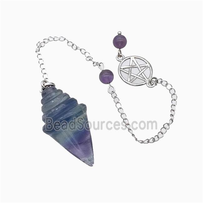 Fluorite Pendulum Pendant With Chain