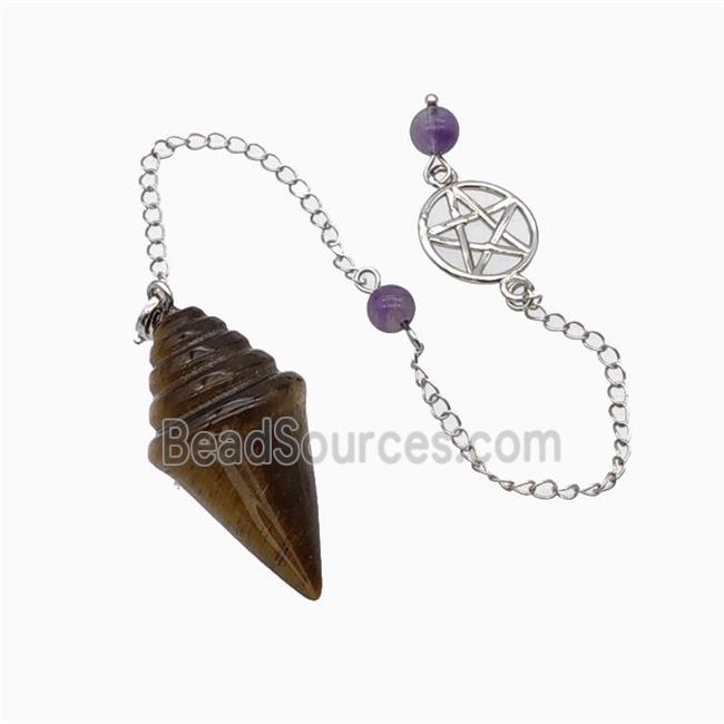 Tiger Eye Stone Pendulum Pendant With Chain