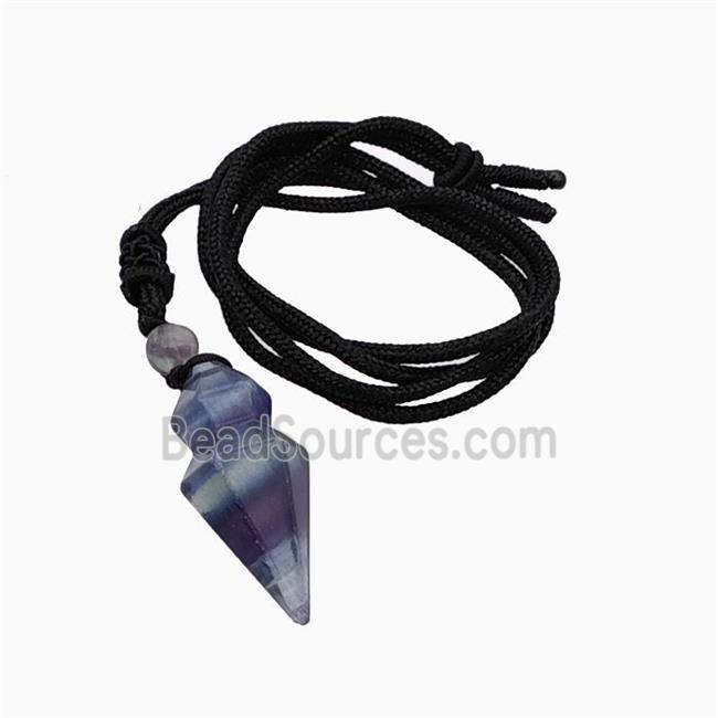 Fluorite Pendulum Necklace Black Nylon Cord