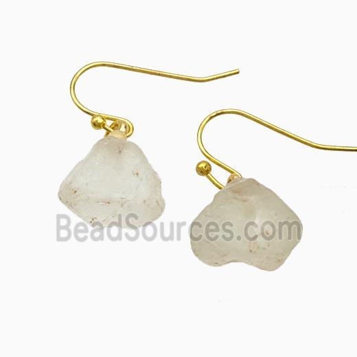 Crystal Quartz Nugget Copper Hook Earrings Gold Plated