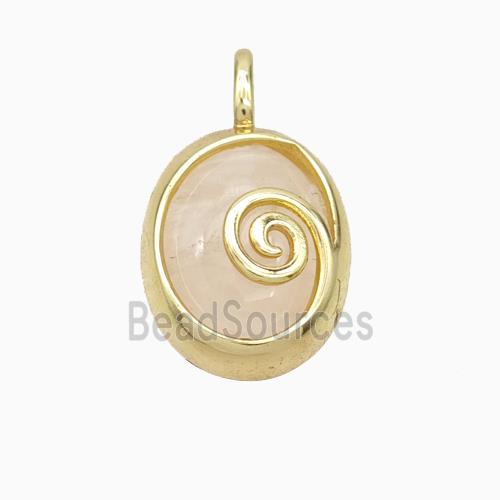 Copper Oval Pendant Pave Clear Quartz Gold Plated