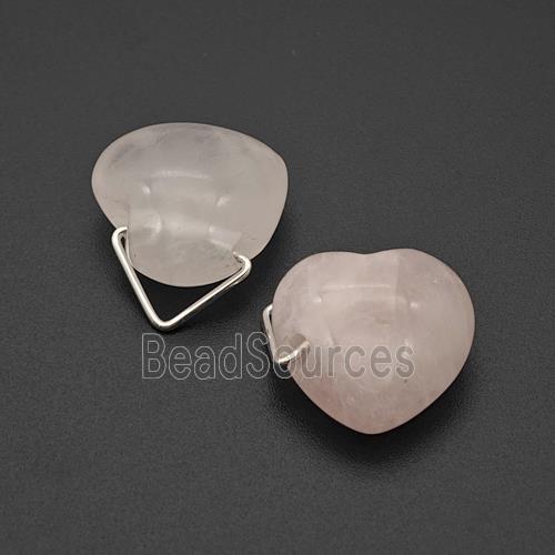 Natural Pink Rose Quartz Heart Pendant